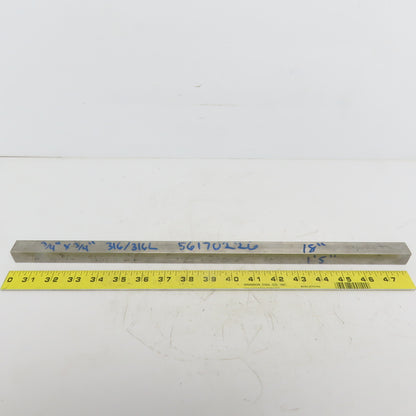 3/4" x 3/4" Stainless Steel Flat Bar x 18" Long 316/316L Stainless
