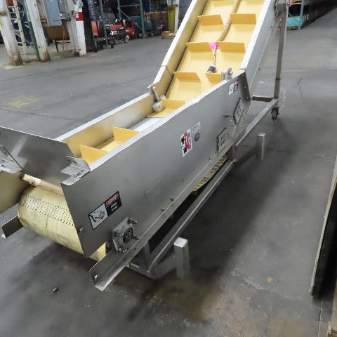 MTC MTCB-24-49 Stainless Incline Cleated Discharge Conveyor Needs New Belt 3Ph