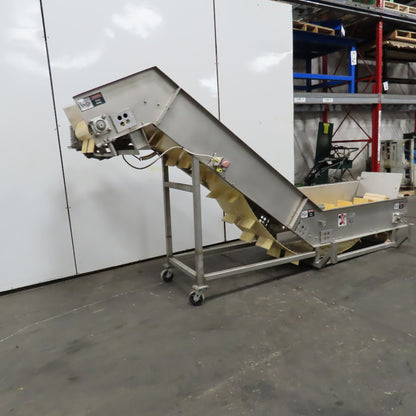 MTC MTCB-24-49 Stainless Incline Cleated Discharge Conveyor Needs New Belt 3Ph