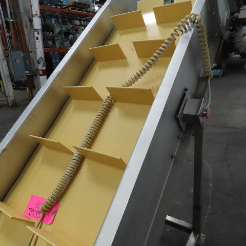 MTC MTCB-24-49 Stainless Incline Cleated Discharge Conveyor Needs New Belt 3Ph