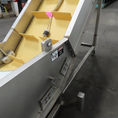 MTC MTCB-24-49 Stainless Incline Cleated Discharge Conveyor Needs New Belt 3Ph