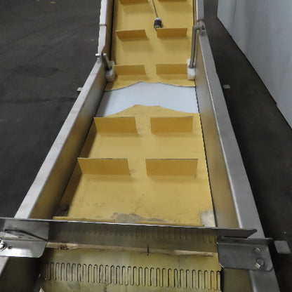 MTC MTCB-24-49 Stainless Incline Cleated Discharge Conveyor Needs New Belt 3Ph