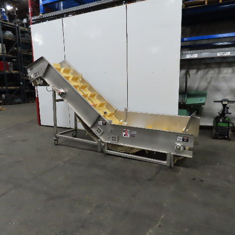 MTC MTCB-24-49 Stainless Incline Cleated Discharge Conveyor Needs New Belt 3Ph