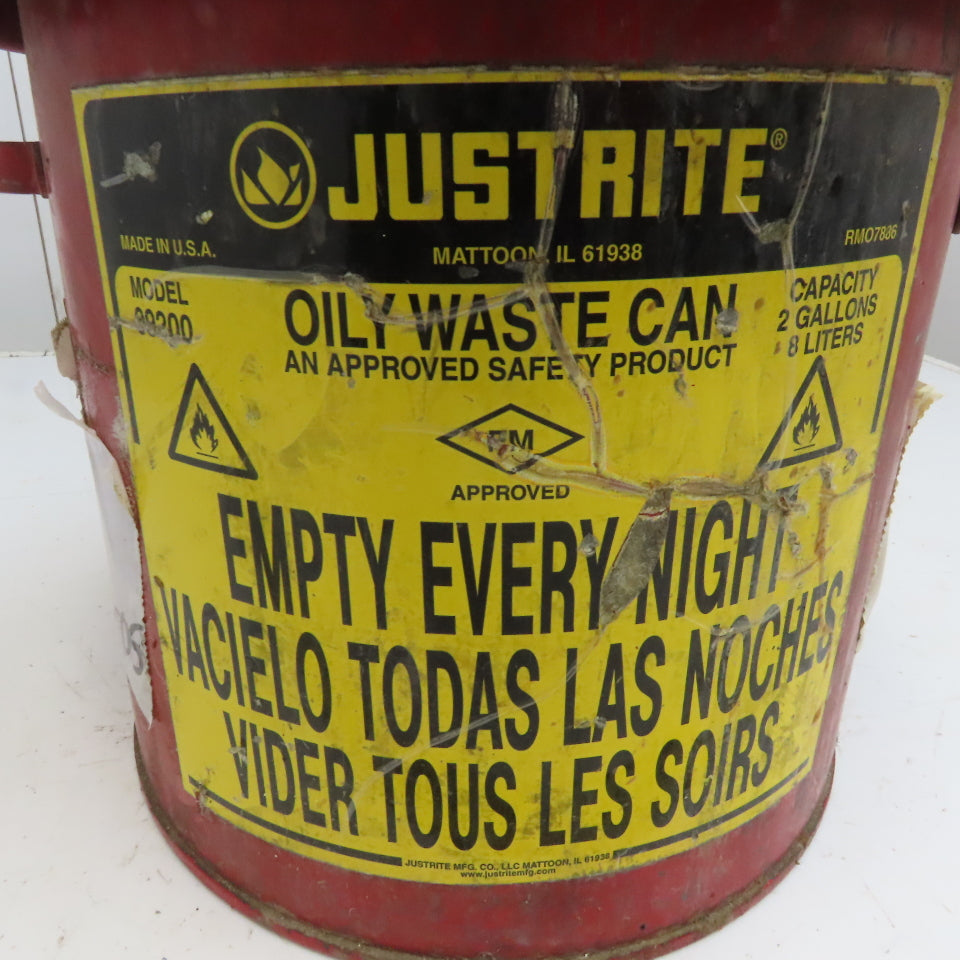 Justrite 09200 2 Gallon Capacity Galvanized Steel Oily Waste Can