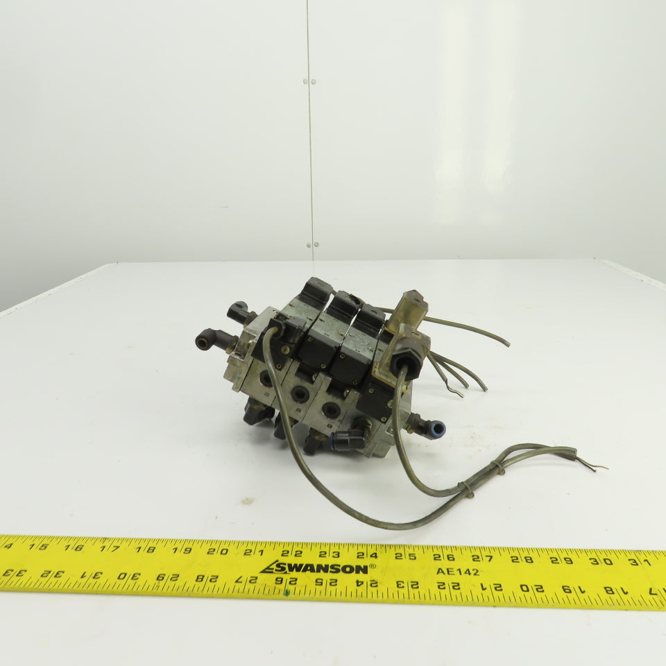 Kuroda PCS2408-D24 4-Solenoid Pneumatic Valve Bank Manifold 24V DC Coils