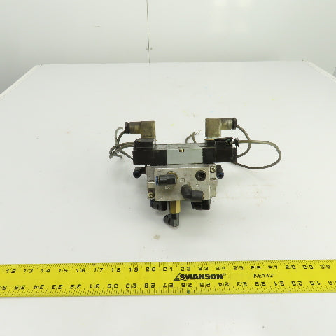 Kuroda PCS2408-D24 4-Solenoid Pneumatic Valve Bank Manifold 24V DC Coils
