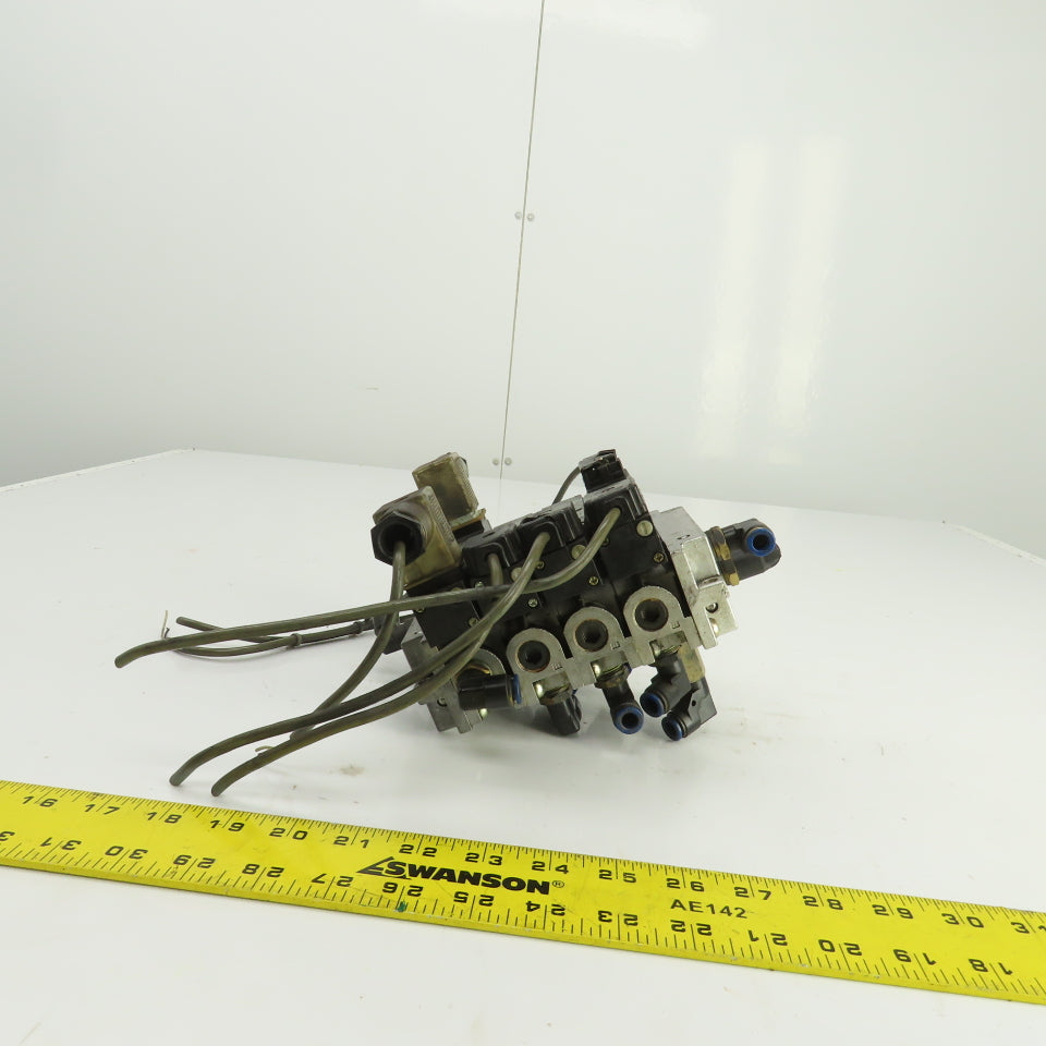 Kuroda PCS2408-D24 4-Solenoid Pneumatic Valve Bank Manifold 24V DC Coils