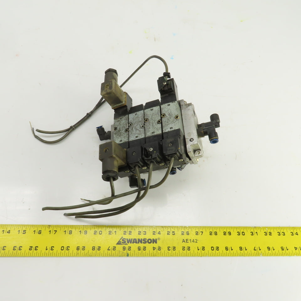 Kuroda PCS2408-D24 4-Solenoid Pneumatic Valve Bank Manifold 24V DC Coils