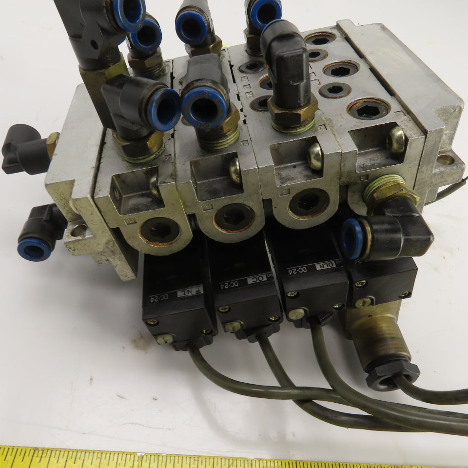 Kuroda PCS2408-D24 4-Solenoid Pneumatic Valve Bank Manifold 24V DC Coils