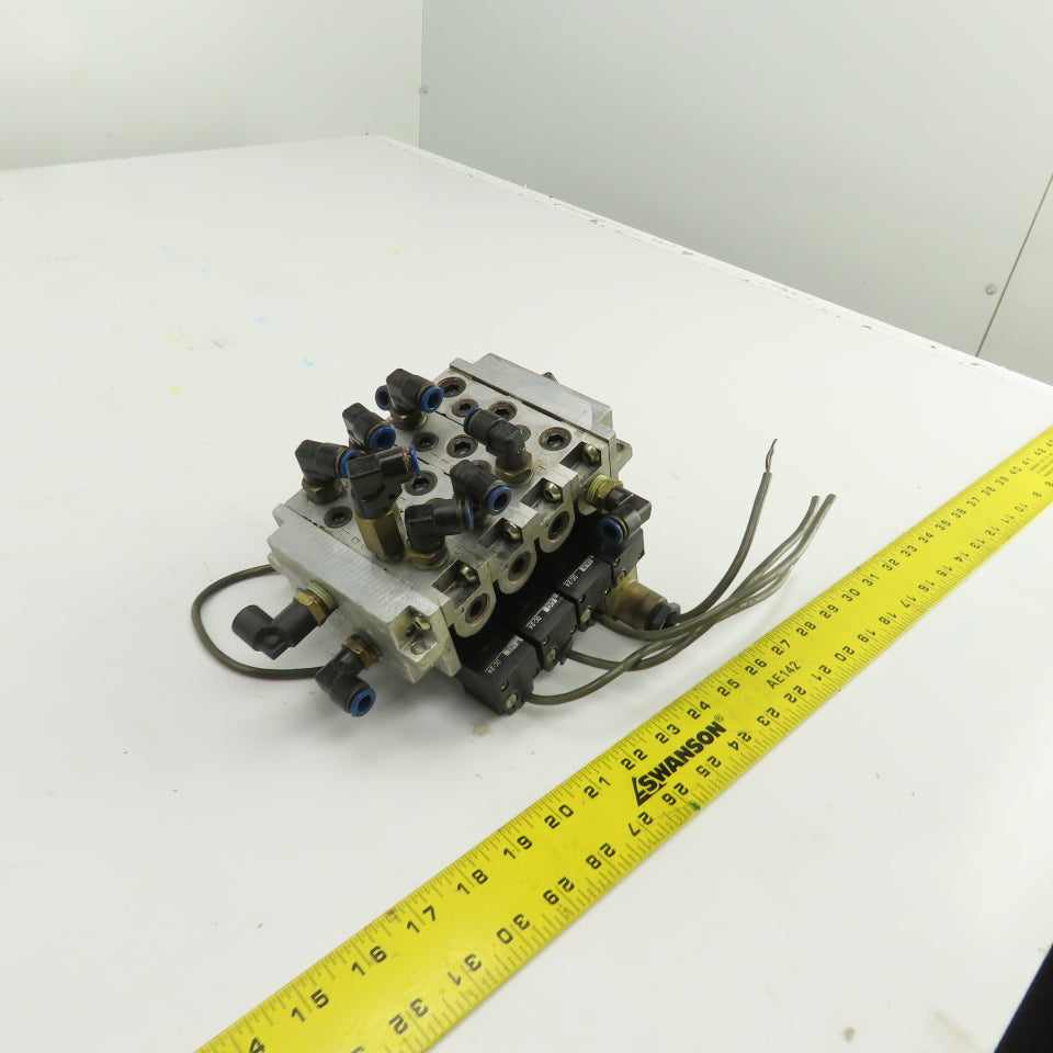 Kuroda PCS2408-D24 4-Solenoid Pneumatic Valve Bank Manifold 24V DC Coils