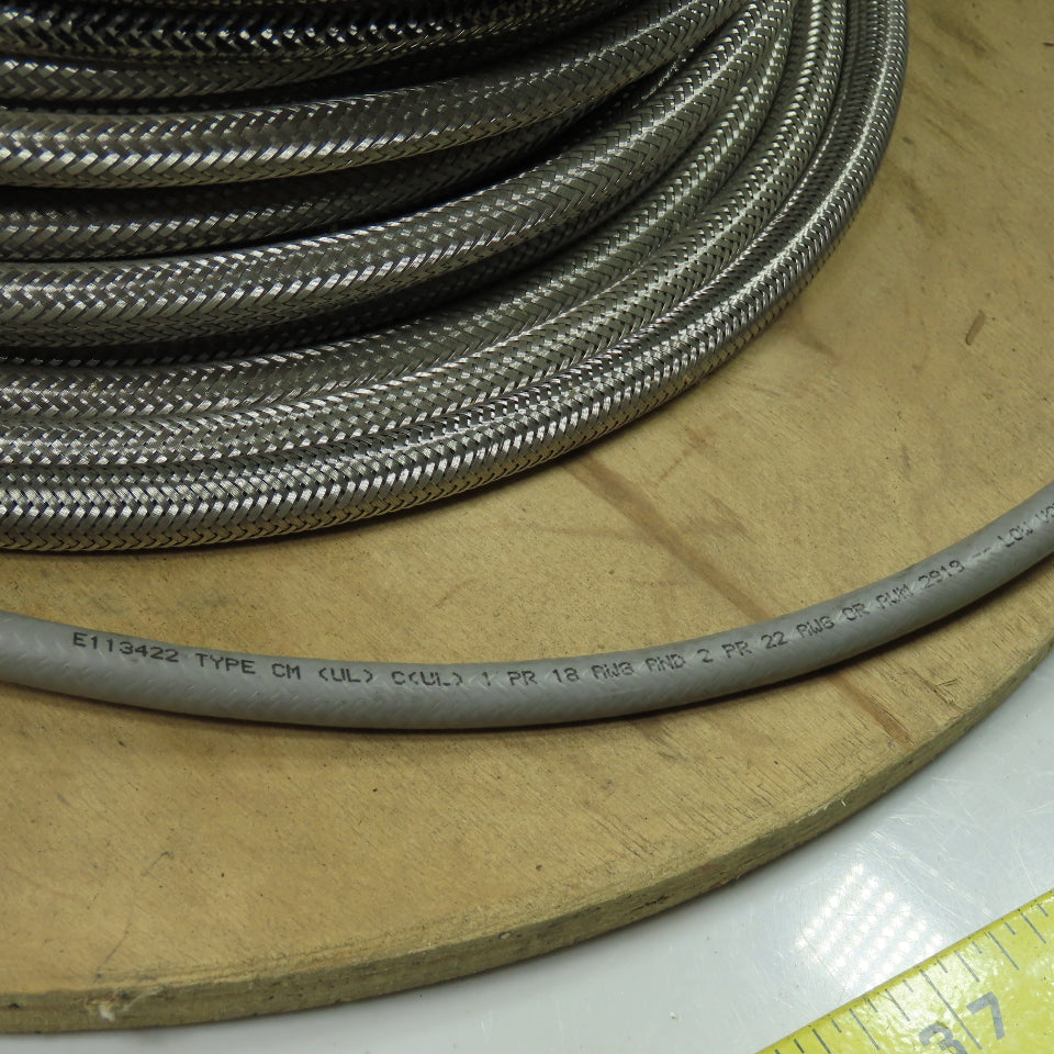 E113422 AWM 2919 Braided Stainless 18 AWG 3 Pairs Shielded Computer Wire 325'