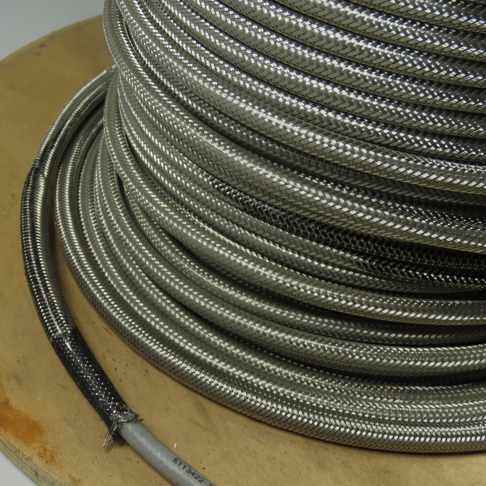 E113422 AWM 2919 Braided Stainless 18 AWG 3 Pairs Shielded Computer Wire 325'