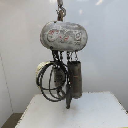 CM Lodestar Model R 2 Ton Electric Chain Hoist 8 FPM 10' Lift 208-230/460V 3Ph