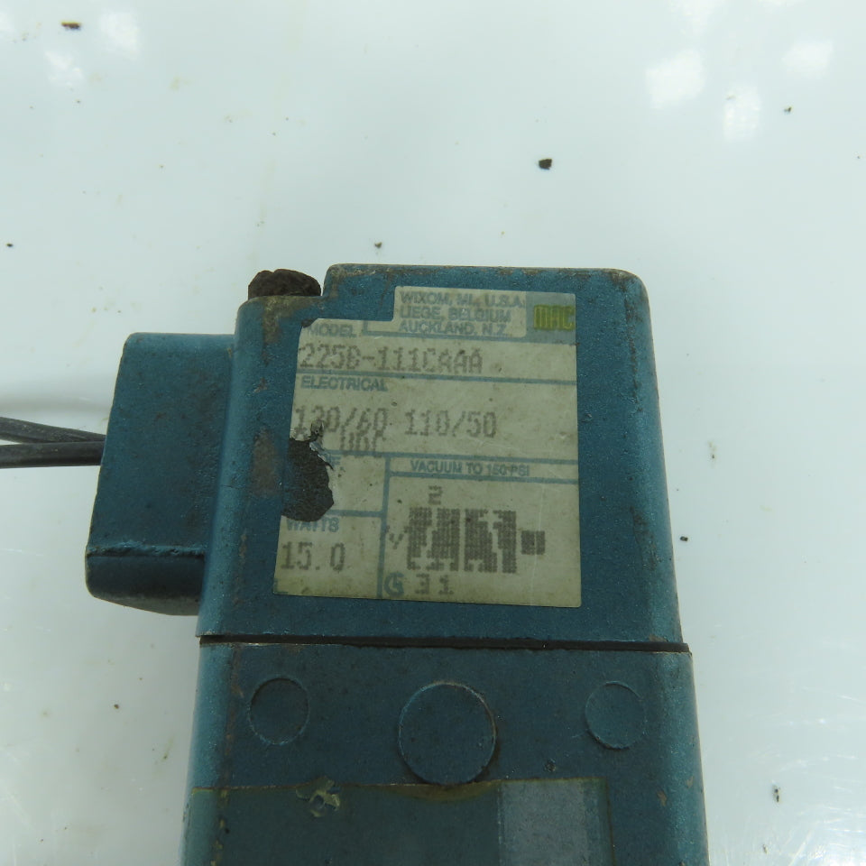 Mac 225B-111CAAA Pneumatic Solenoid Valve 120V 150PSI 1/4" NPT