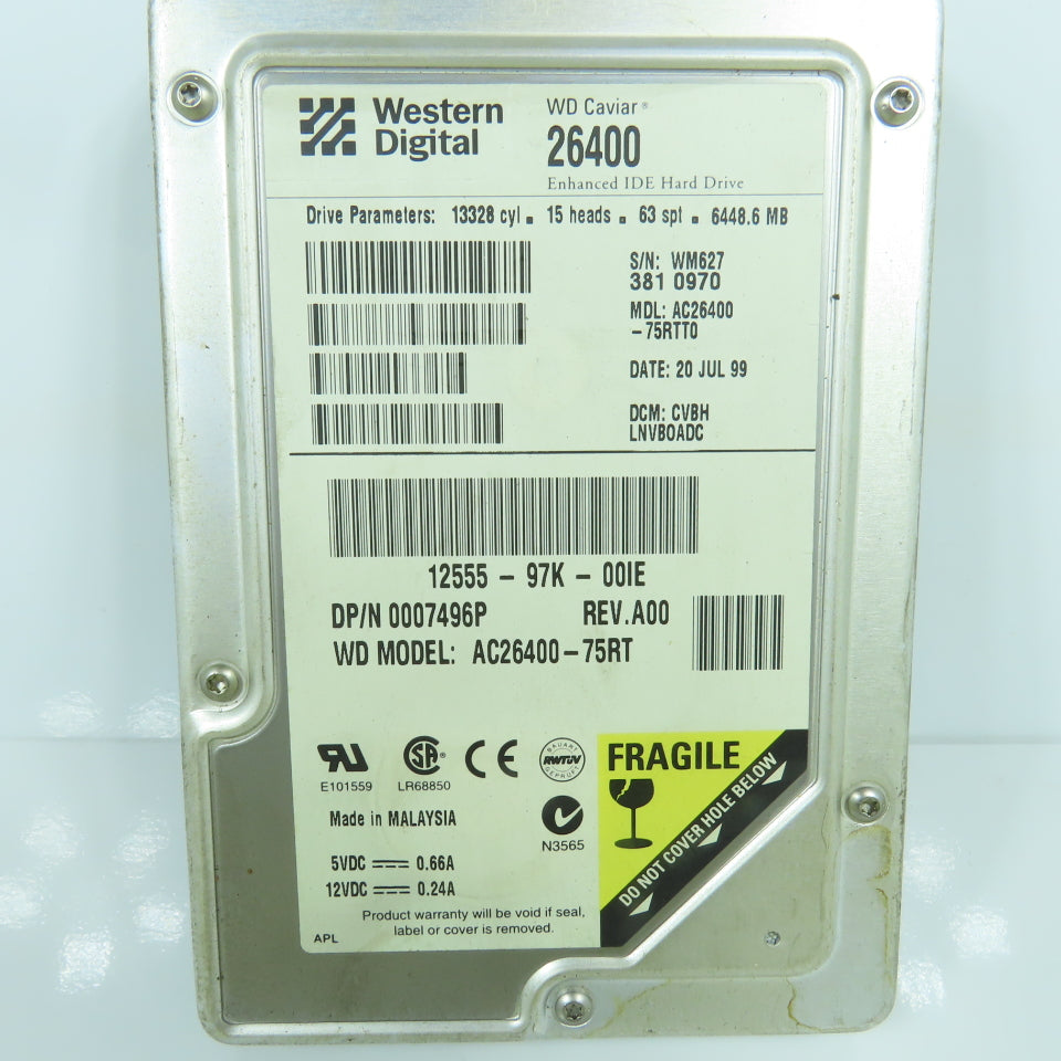 Western Digital AC26400-75RT Caviar 26400 Enhanced IDE Hard Drive Rev .A00
