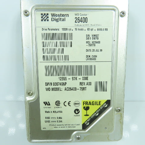 Western Digital AC26400-75RT Caviar 26400 Enhanced IDE Hard Drive Rev .A00