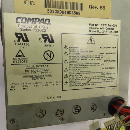 COmpaQ 247178-001 Series PS2022 12V DC Power Supply 100-240V Input 4.5A