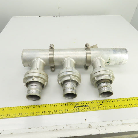 3-Way 3-1/2" Material Distribution Dispensing Aluminum Connector W/ 3" Ports