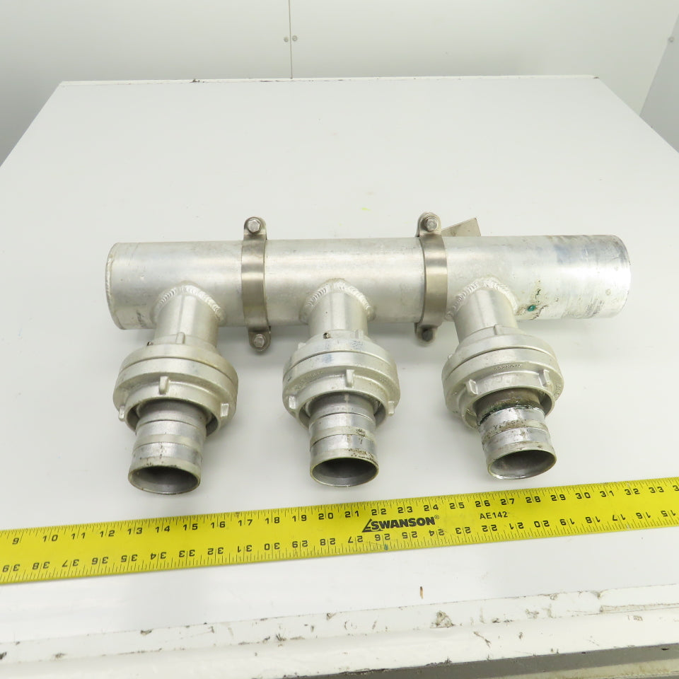 3-Way 3-1/2" Material Distribution Dispensing Aluminum Connector W/ 3" Ports