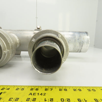 3-Way 3-1/2" Material Distribution Dispensing Aluminum Connector W/ 3" Ports