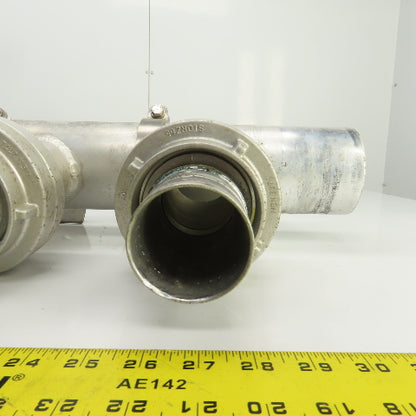 3-Way 3-1/2" Material Distribution Dispensing Aluminum Connector W/ 3" Ports