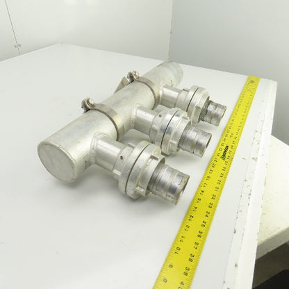 3-Way 3-1/2" Material Distribution Dispensing Aluminum Connector W/ 3" Ports