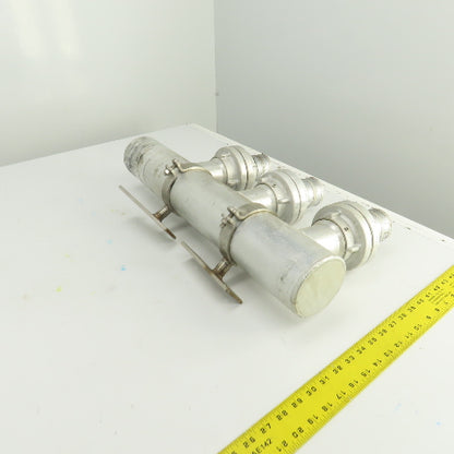 3-Way 3-1/2" Material Distribution Dispensing Aluminum Connector W/ 3" Ports