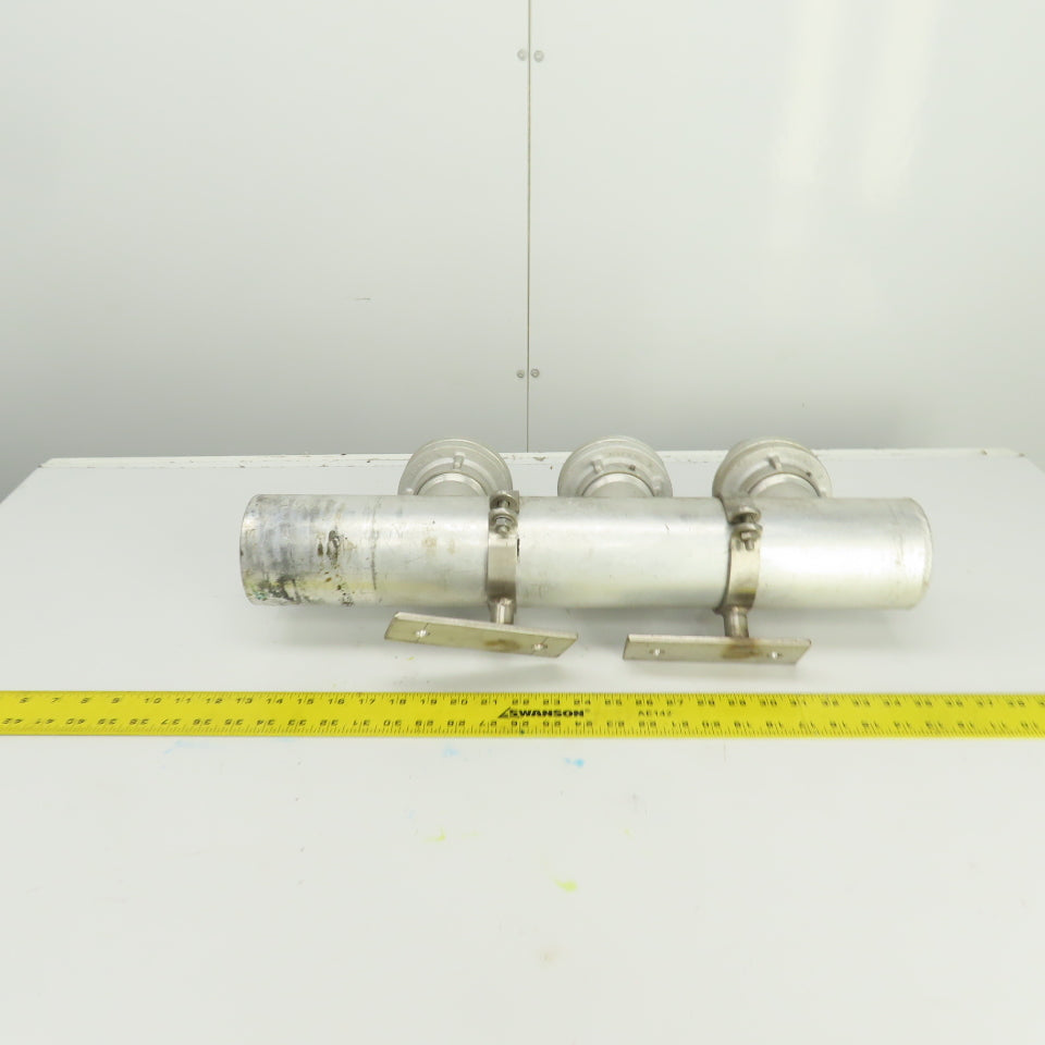 3-Way 3-1/2" Material Distribution Dispensing Aluminum Connector W/ 3" Ports