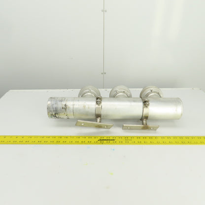 3-Way 3-1/2" Material Distribution Dispensing Aluminum Connector W/ 3" Ports