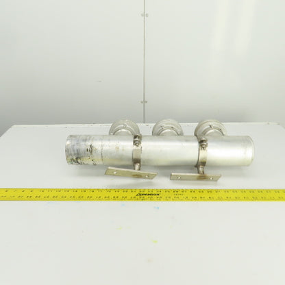 3-Way 3-1/2" Material Distribution Dispensing Aluminum Connector W/ 3" Ports