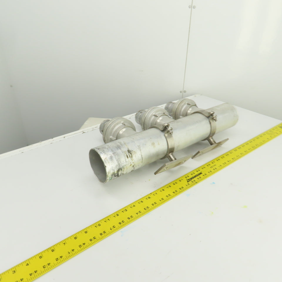 3-Way 3-1/2" Material Distribution Dispensing Aluminum Connector W/ 3" Ports