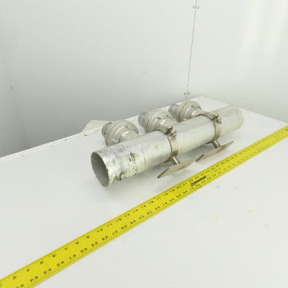 3-Way 3-1/2" Material Distribution Dispensing Aluminum Connector W/ 3" Ports