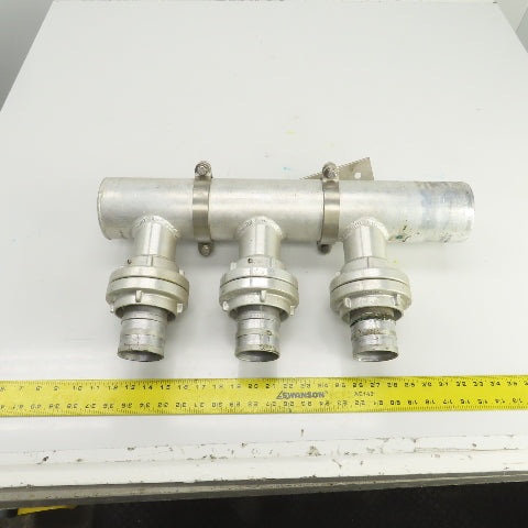 3-Way 3-1/2" Material Distribution Dispensing Aluminum Connector W/ 3" Ports