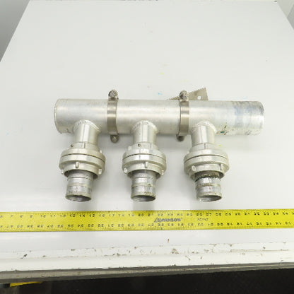 3-Way 3-1/2" Material Distribution Dispensing Aluminum Connector W/ 3" Ports