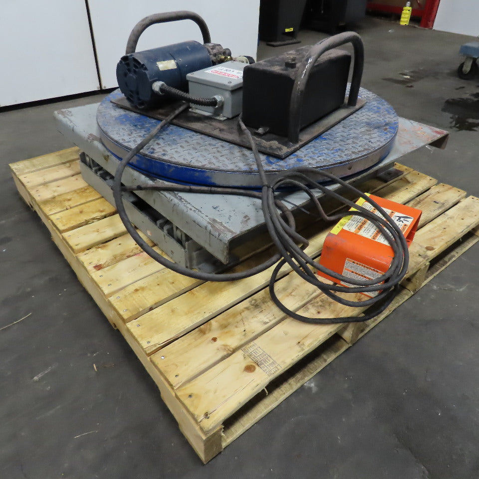 36" Round Turntable Lazy Susan Lift Table Tested @ 2000Lbs. 230V 3Ph 9"-34" Lift