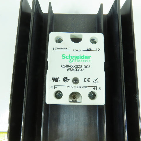 Schneider 6240AXXSZS-DC3 Solid State Relay 32V W/ Magnecraft SSR-HS-1 Heat Sink