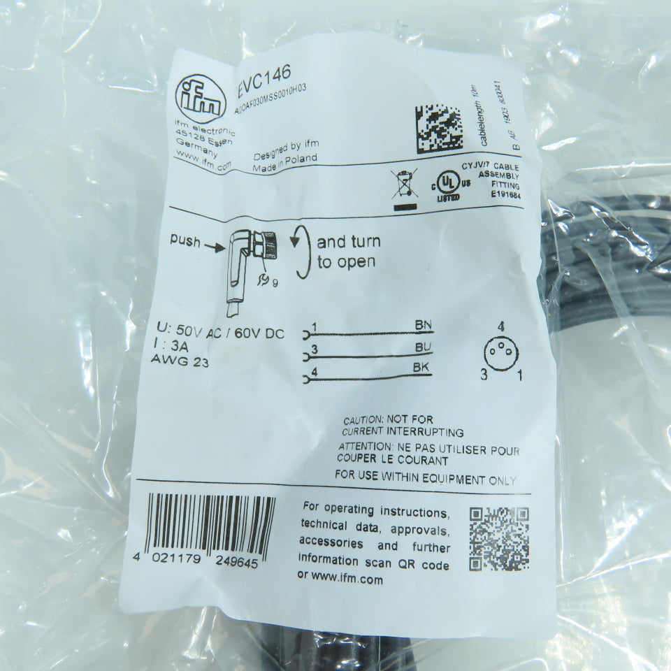 IFM Electronic EVC146 Sensor Cable Cordset