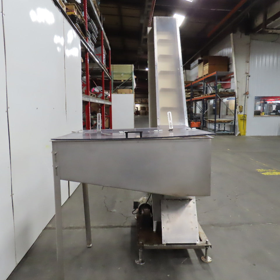 PMC BS-2100 12" x 9' Elevator Feed Discharge Stainless 60° Incline Conveyor 3Ph