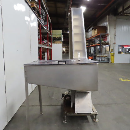PMC BS-2100 12" x 9' Elevator Feed Discharge Stainless 60° Incline Conveyor 3Ph
