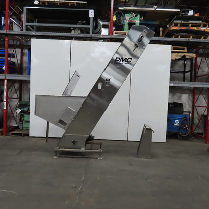 PMC BS-2100 12" x 9' Elevator Feed Discharge Stainless 60° Incline Conveyor 3Ph