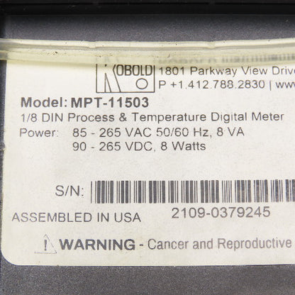 Kobold MPT-11503 Process Temperature Digital Panel Meter 85-265VAC