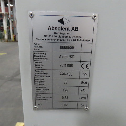 Absolent 11000686 AMIST6C 460V 60Hz Smoke Oil Mist Filtration Unit