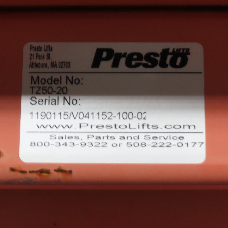 Presto TZ50-20 2000Lbs. 48" x 50" Tilt Lift 45° Hydraulic NEEDS PUMP