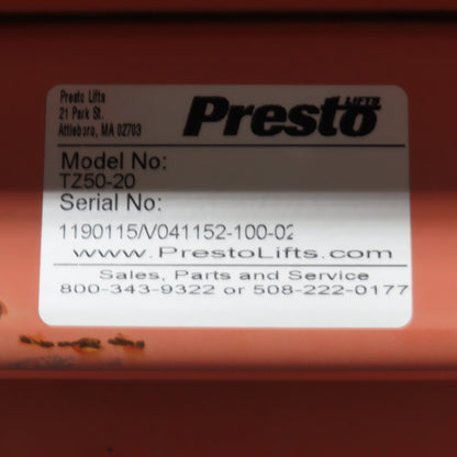 Presto TZ50-20 2000Lbs. 48" x 50" Tilt Lift 45° Hydraulic NEEDS PUMP