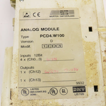 Saia PCD4.W10 Analog Module Ver. D