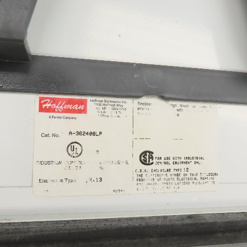 Hoffman A-362408LP 36" x 24" x 8" Electrical Enclosure W/ Backplate & Disconnect