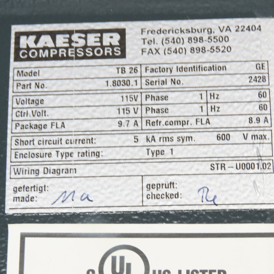 Kaeser TB26 Compressed Refrigerated Dryer Secotec Control Unit