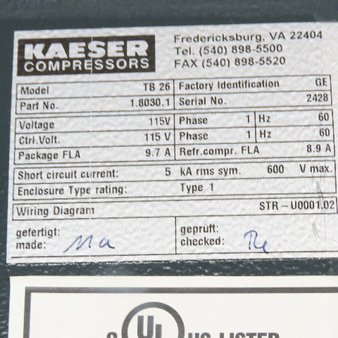 Kaeser TB26 Compressed Refrigerated Dryer Secotec Control Unit