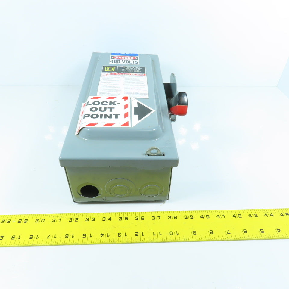 Square D HU361 30A Non-Fusible Heavy Duty Safety Disconnect Switch 600V AC/DC