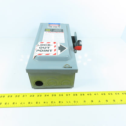 Square D HU361 30A Non-Fusible Heavy Duty Safety Disconnect Switch 600V AC/DC